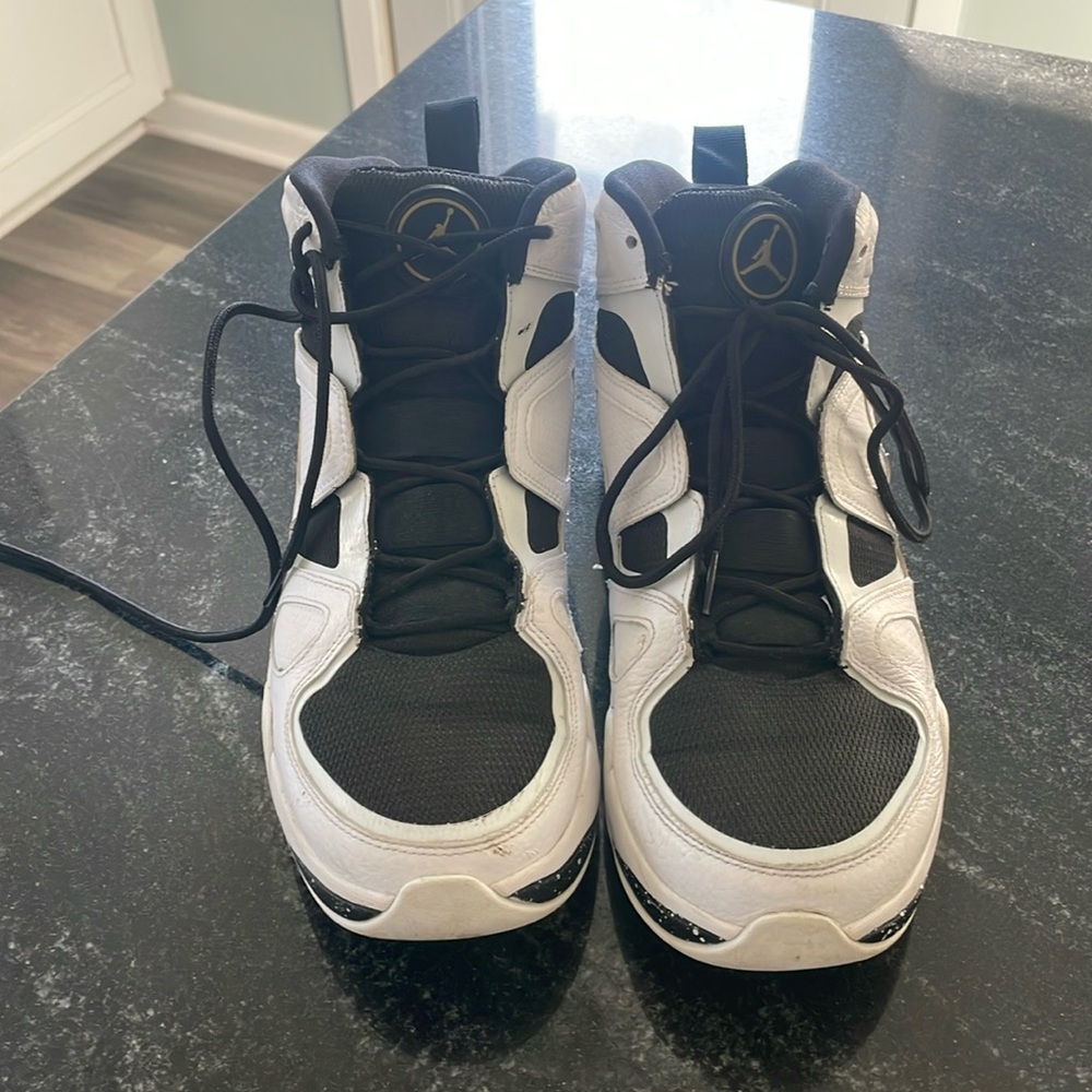 Jordan shoes size 10.5 in men, black and white, lightly used.
